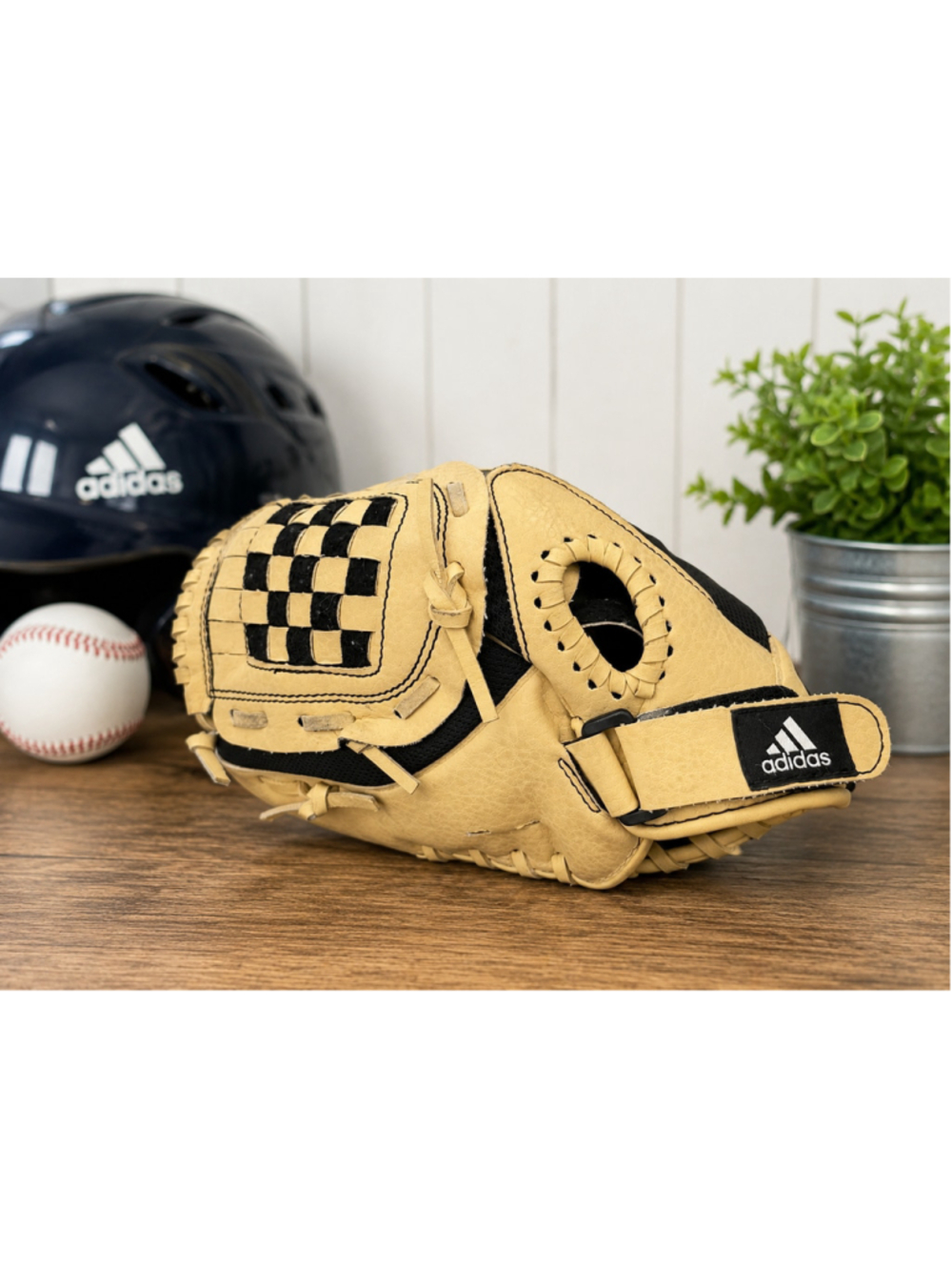 Adidas 10" Youth Baseball Softball Glove LHT Easy Close Tan Black Leather